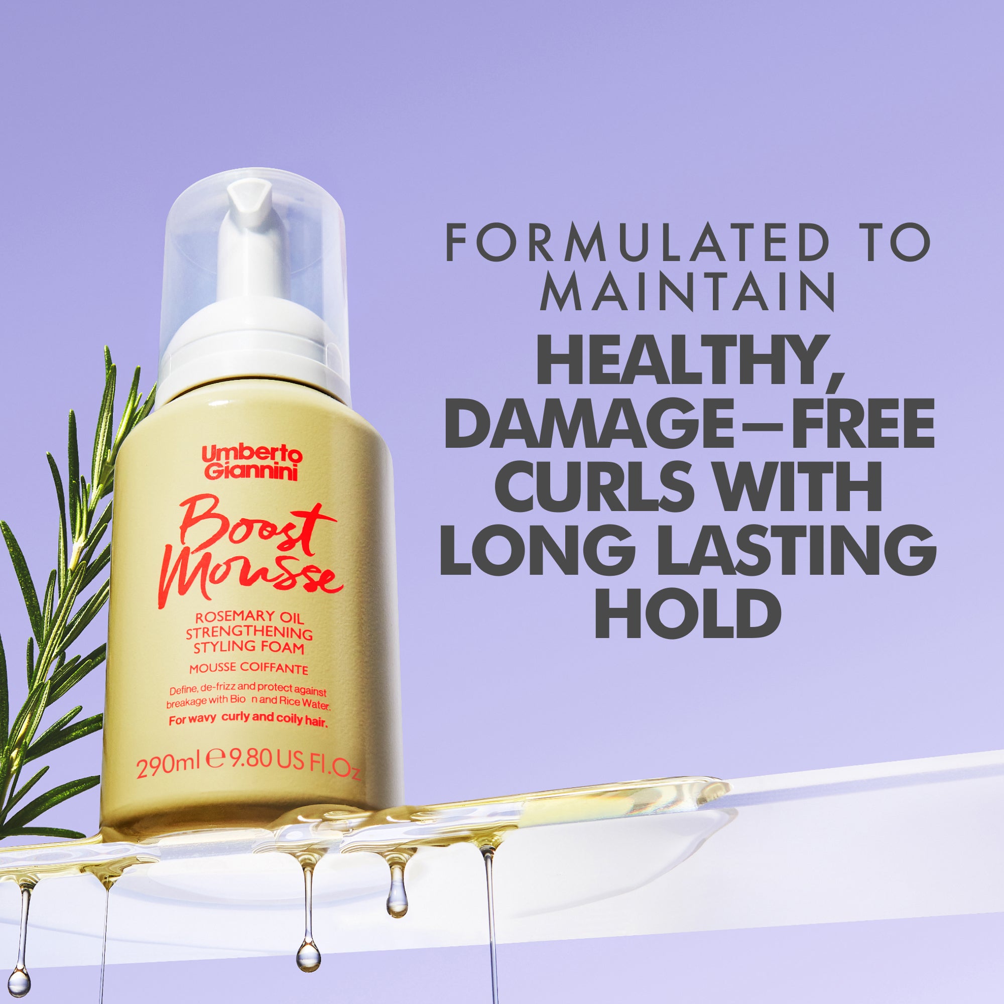 Strong Curls Boost Mousse Rosemary Oil Strengthening Styling Foam